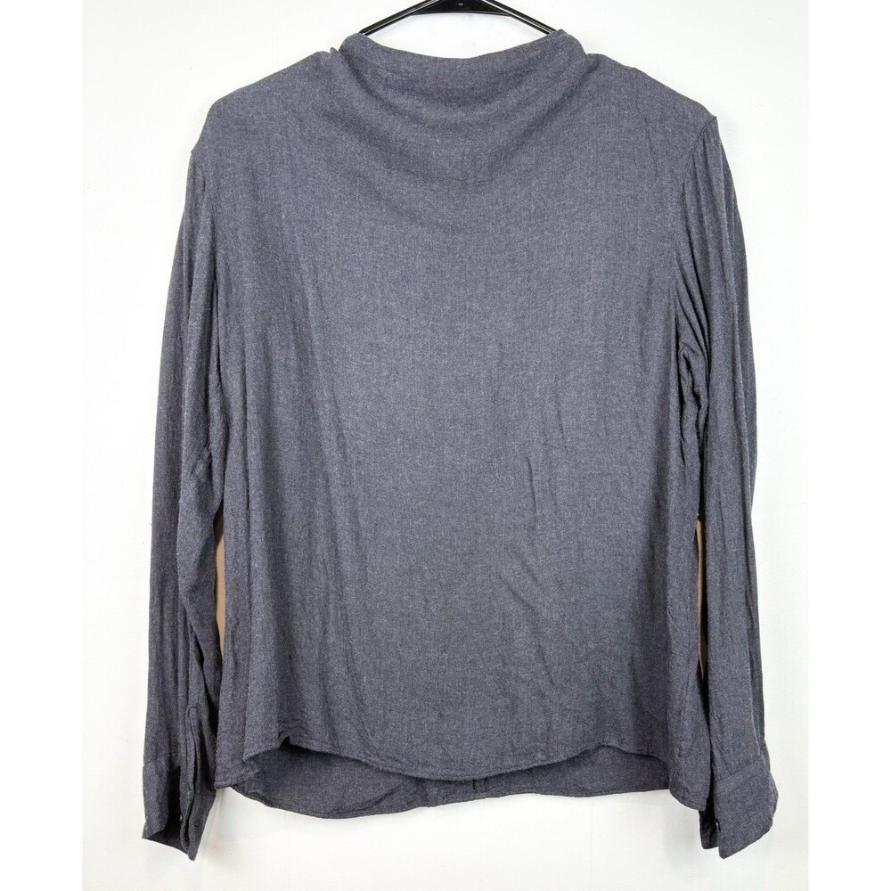 Uniqlo Women's Blouse Grey Mock Neck Top Minimalist Staple Office, Medium